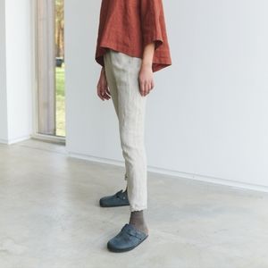 Linenfox Tapered Linen Pants in Natural Gray, L, VGUC